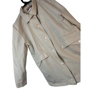 Tudor Court Womens Beige Snap Button Jacket M Lightweight Coat Polyester RA10045